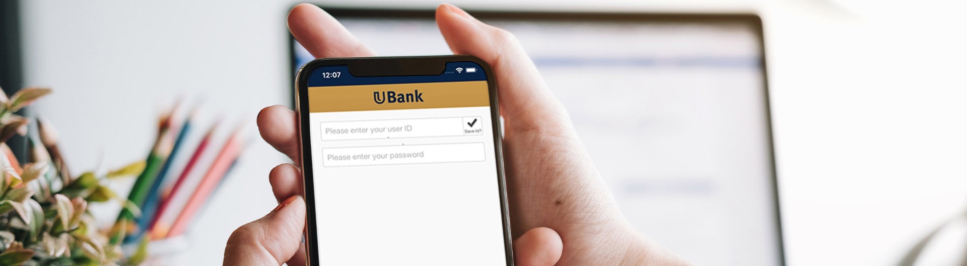 UBank mobile app login&nbsp;screen